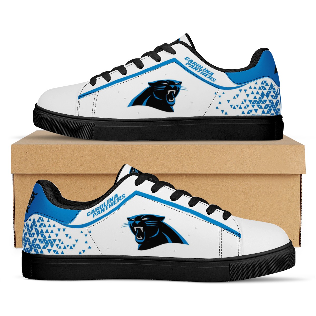 Women's Carolina Panthers Low Top Leather Sneakers 002